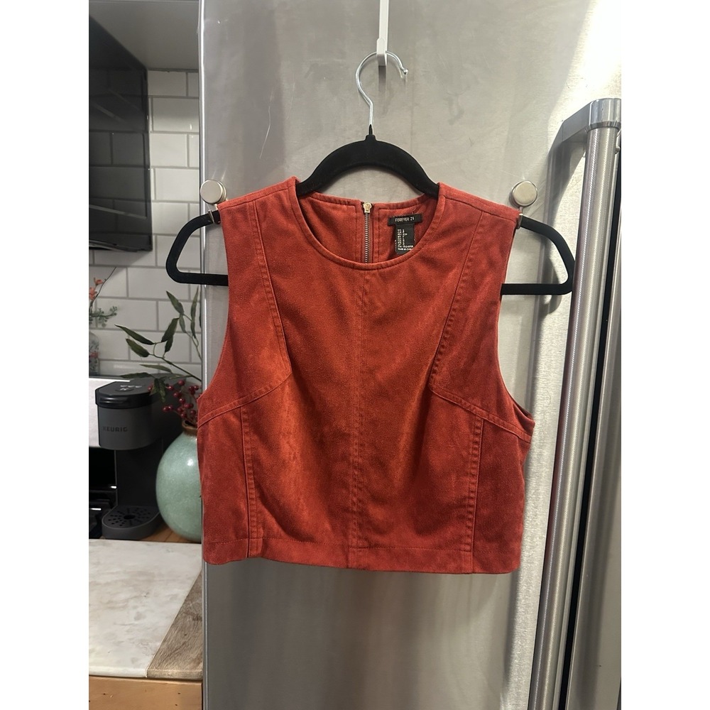 Southwestern Desert Red Faux Suede Cropped Top Wedding Shower Grad SzS Cowgirl